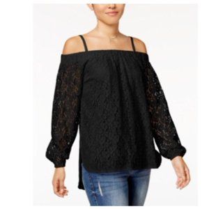 New 7 Sisters Juniors' Off-The-Shoulder Lace High-